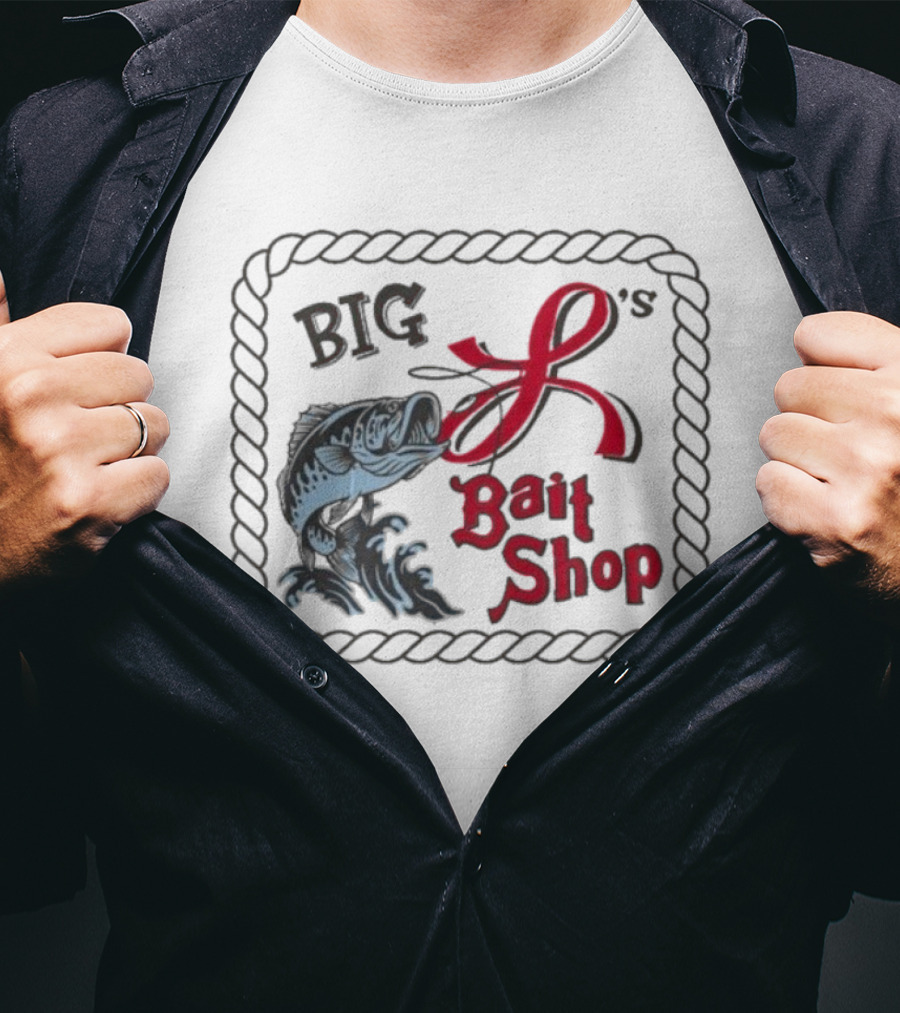 Big L's Bait Shop Classic Fishing Big Catch Rope Frame T-Shirt