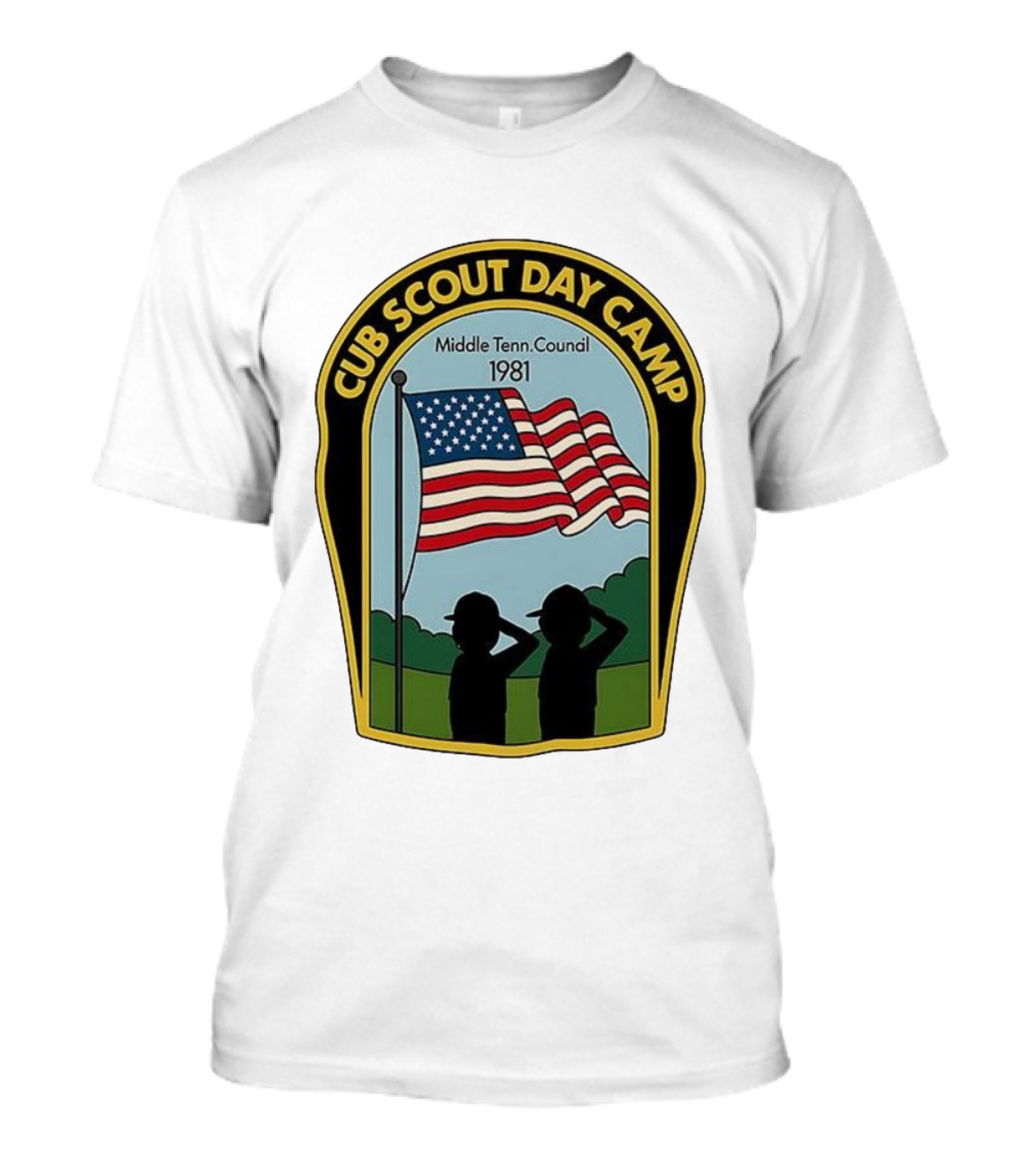 Cub Scout Day Camp Middle Tennessee Council 1981 American Flag T-Shirt