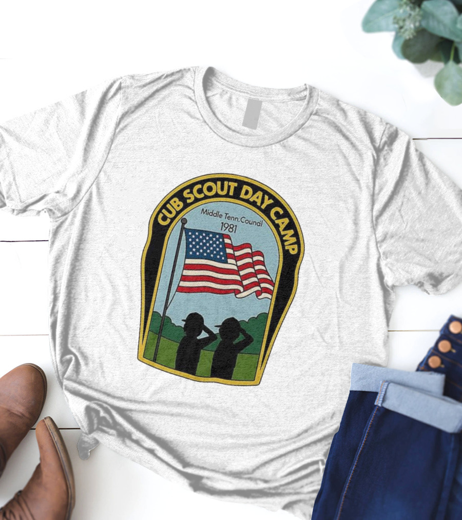 Cub Scout Day Camp Middle Tennessee Council 1981 American Flag T-Shirt