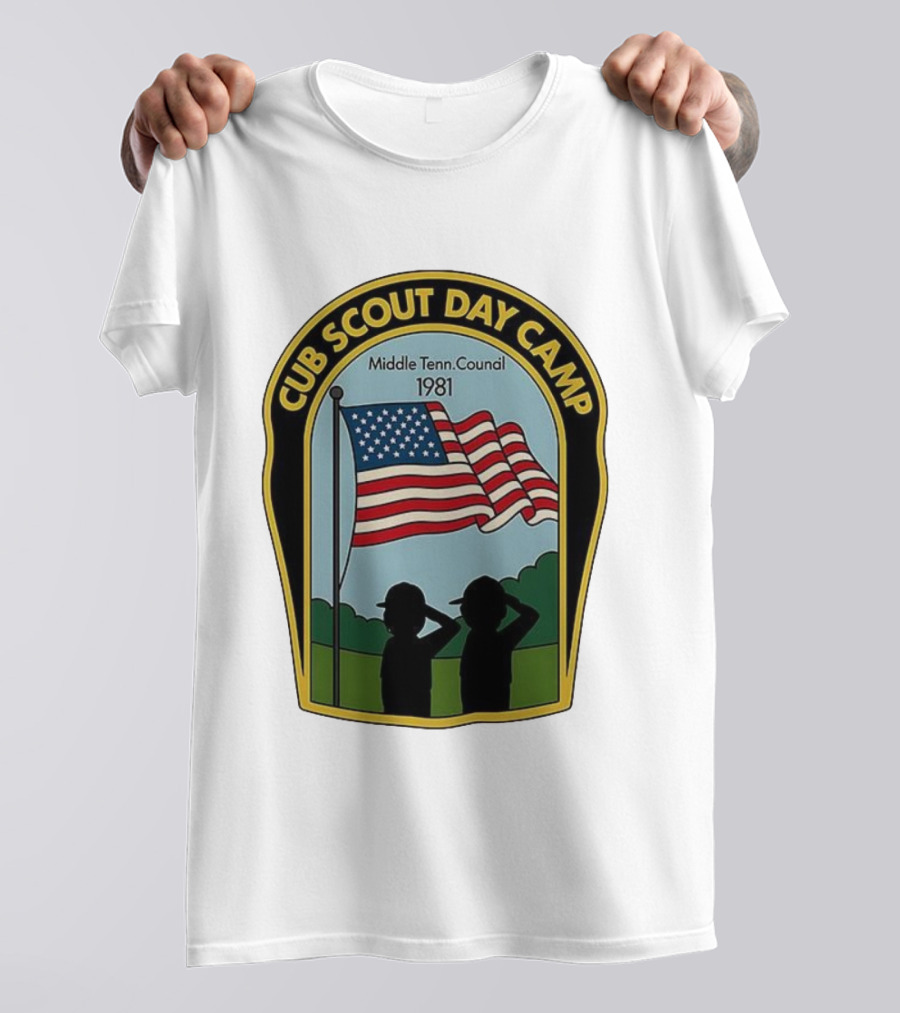 Cub Scout Day Camp Middle Tennessee Council 1981 American Flag T-Shirt