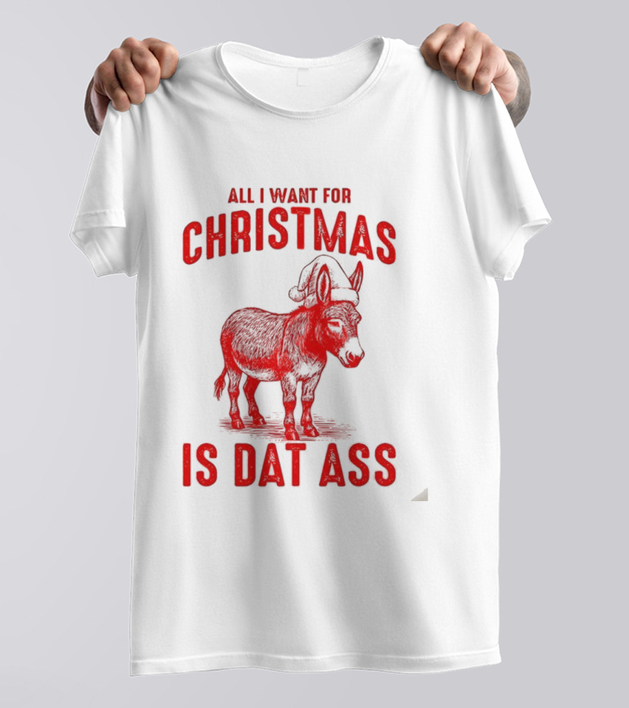 All I Want For Christmas Is Dat Ass Donkey Santa Hat T-Shirt