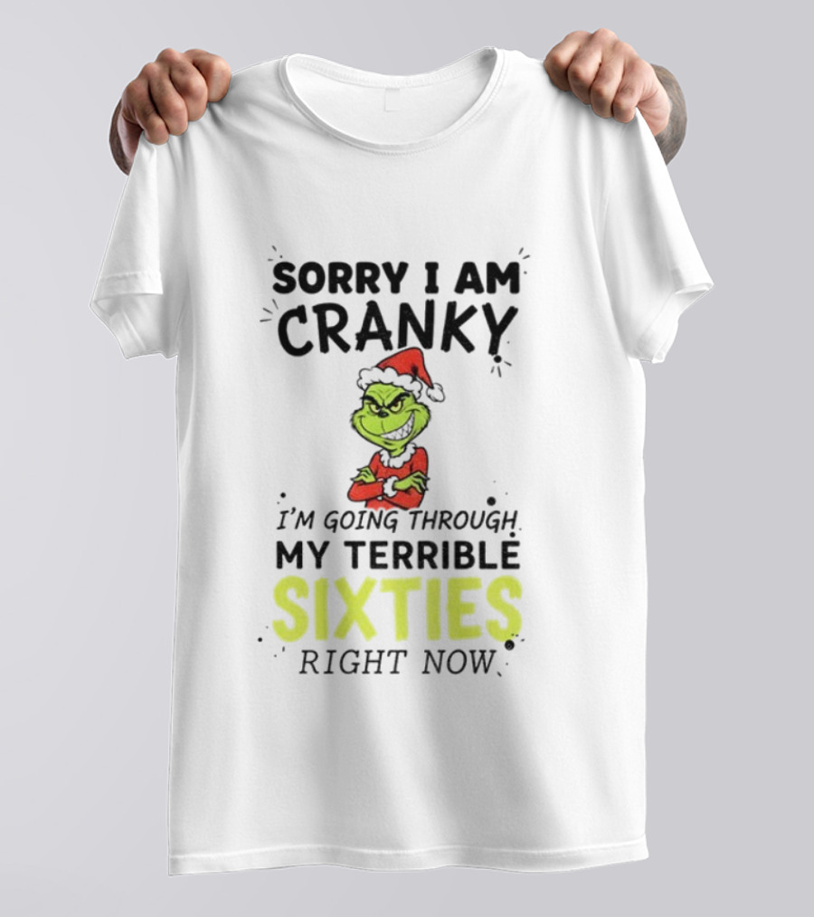 Sorry I Am Cranky Grinch Santa My Terrible Sixties Merry Christmas T-Shirt