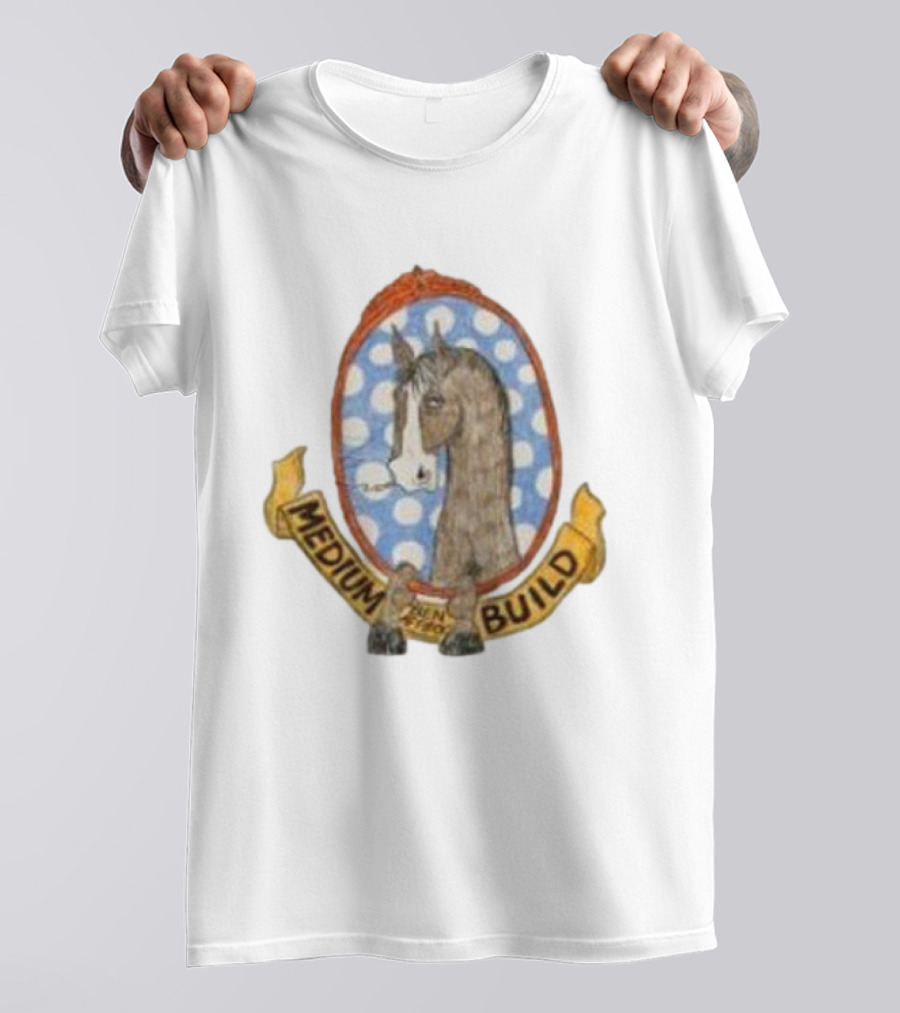 Medium Build Horse With No Shoulders Blue Polka Dot Background T-Shirt