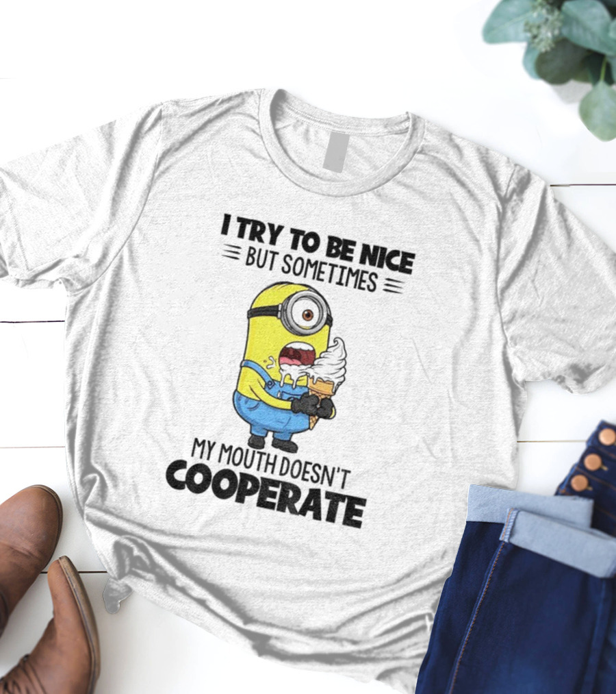 Minion I Try To Be Nice But Sometimes My Mouth Doesn’t Cooperate Christmas Ice Cream T-Shirt