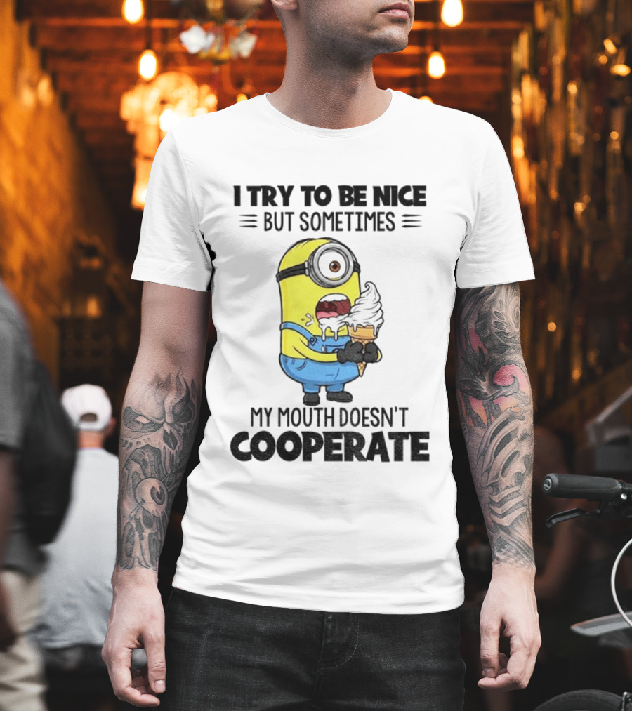 Minion I Try To Be Nice But Sometimes My Mouth Doesn’t Cooperate Christmas Ice Cream T-Shirt