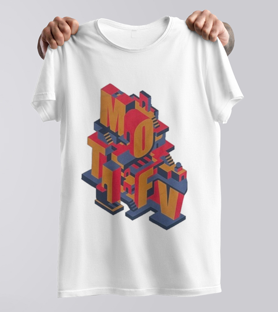 Motifv Penrose Optical Illusion Staircase 3D Typography T-Shirt