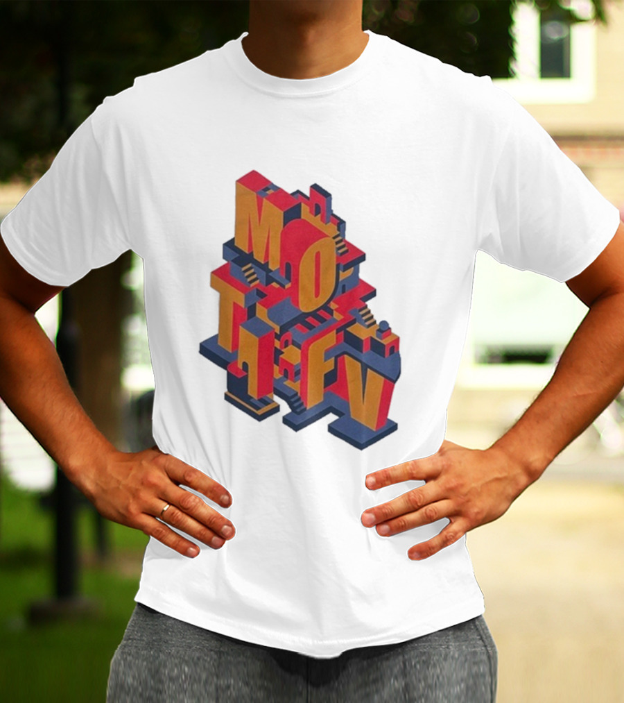 Motifv Penrose Optical Illusion Staircase 3D Typography T-Shirt