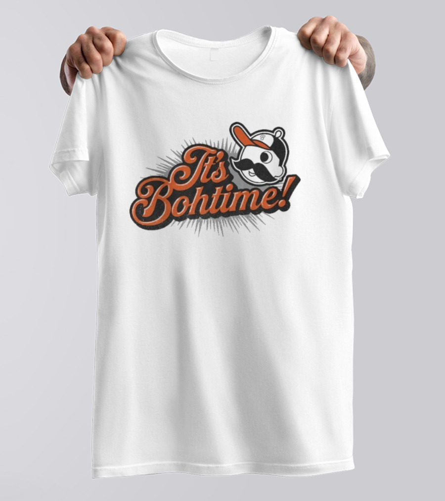 National Bohemian It's Bohtime Iconic Mustache Logo Vintage Style T-Shirt