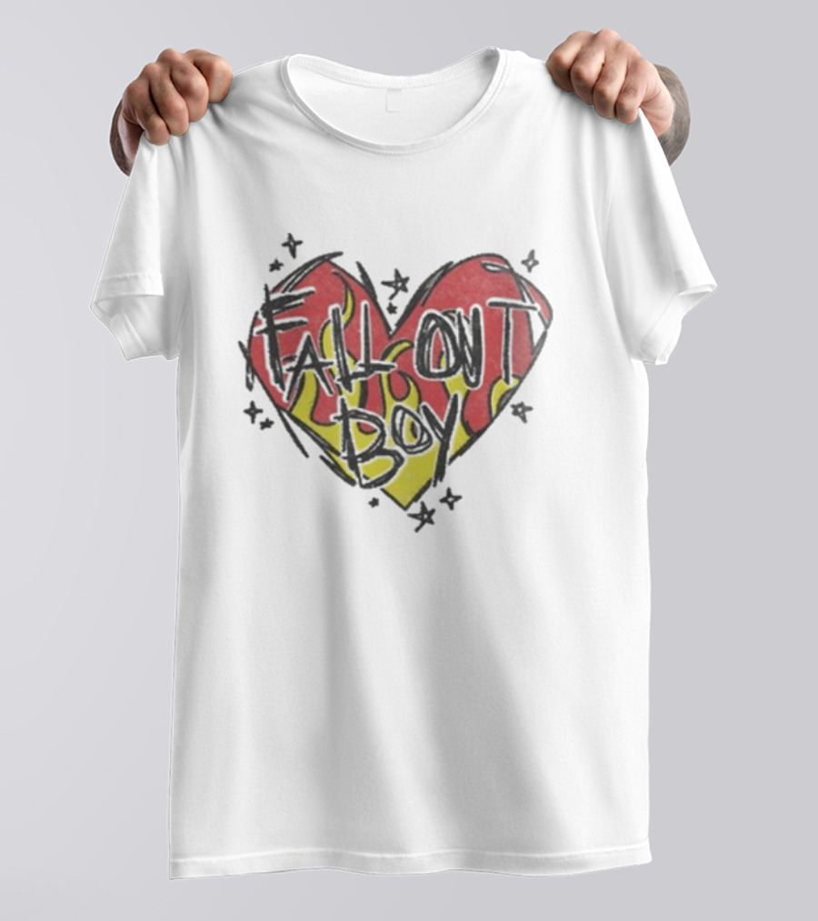 Fall Out Boy Scratch Heart Flame Design T-Shirt