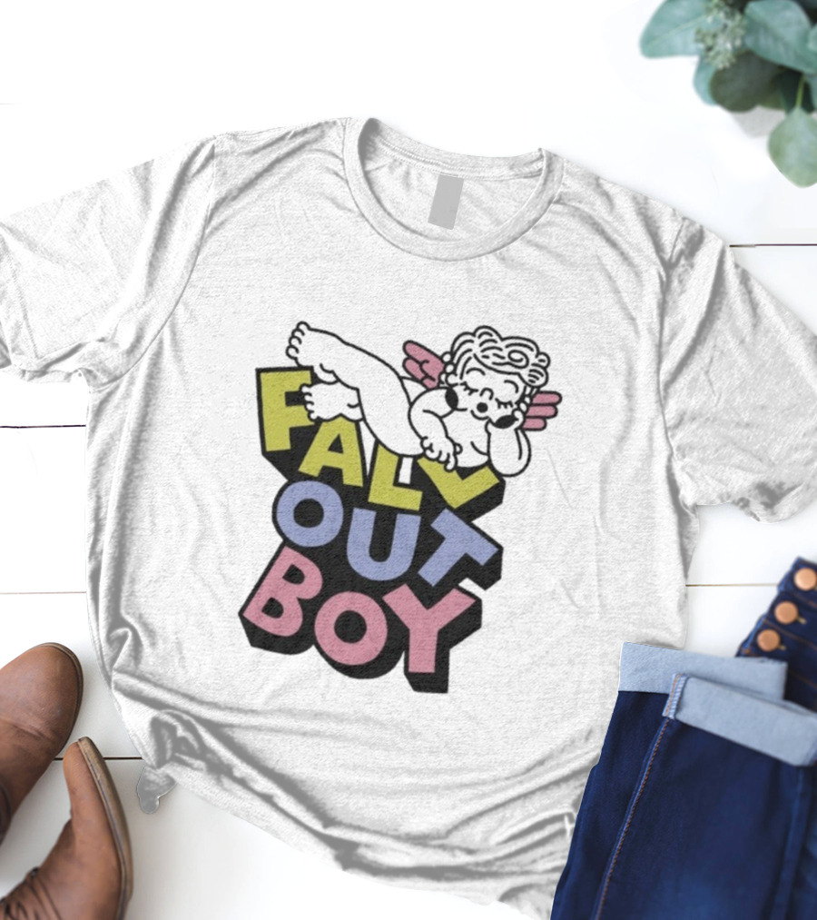 Fall Out Boy Sleepy Angel Iconic Pastel Text T-Shirt