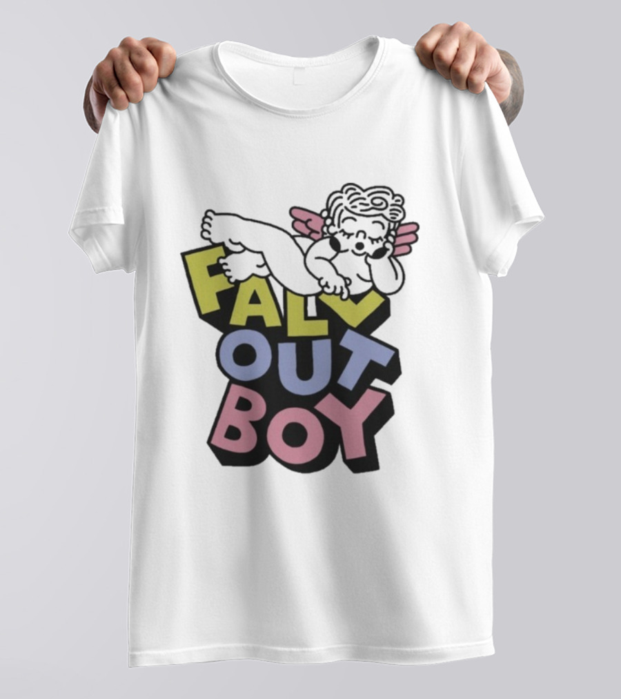 Fall Out Boy Sleepy Angel Iconic Pastel Text T-Shirt