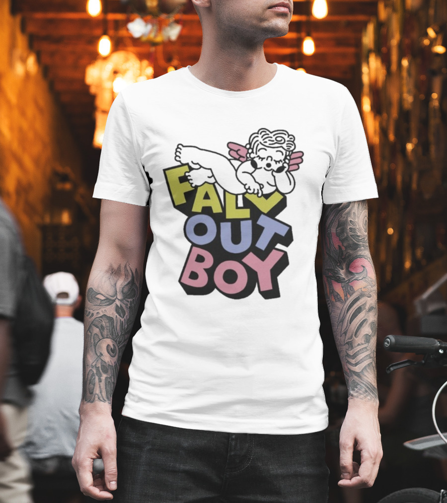 Fall Out Boy Sleepy Angel Iconic Pastel Text T-Shirt