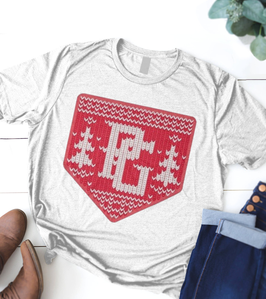 Perfect Game Knit Baseball Plate Christmas Trees T-Shirt