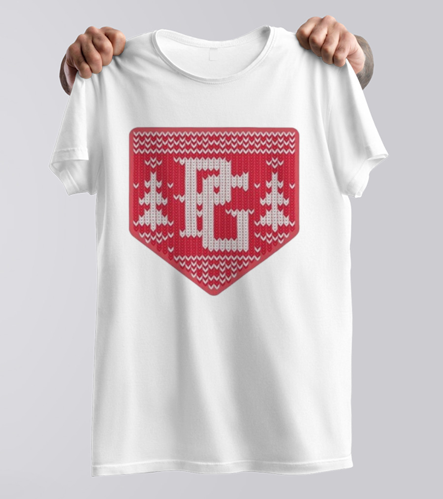 Perfect Game Knit Baseball Plate Christmas Trees T-Shirt