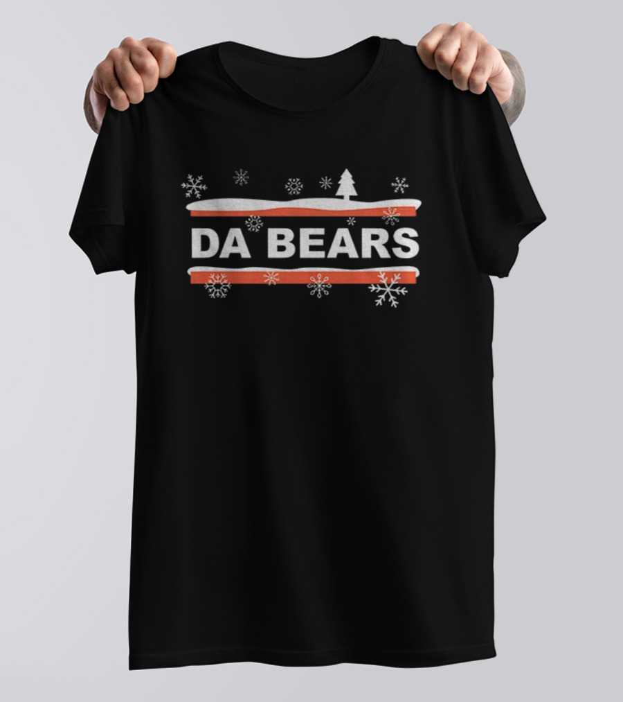 Da Bears Chicago Bears Football NFL Merry Christmas Snowflakes Tree T-Shirt