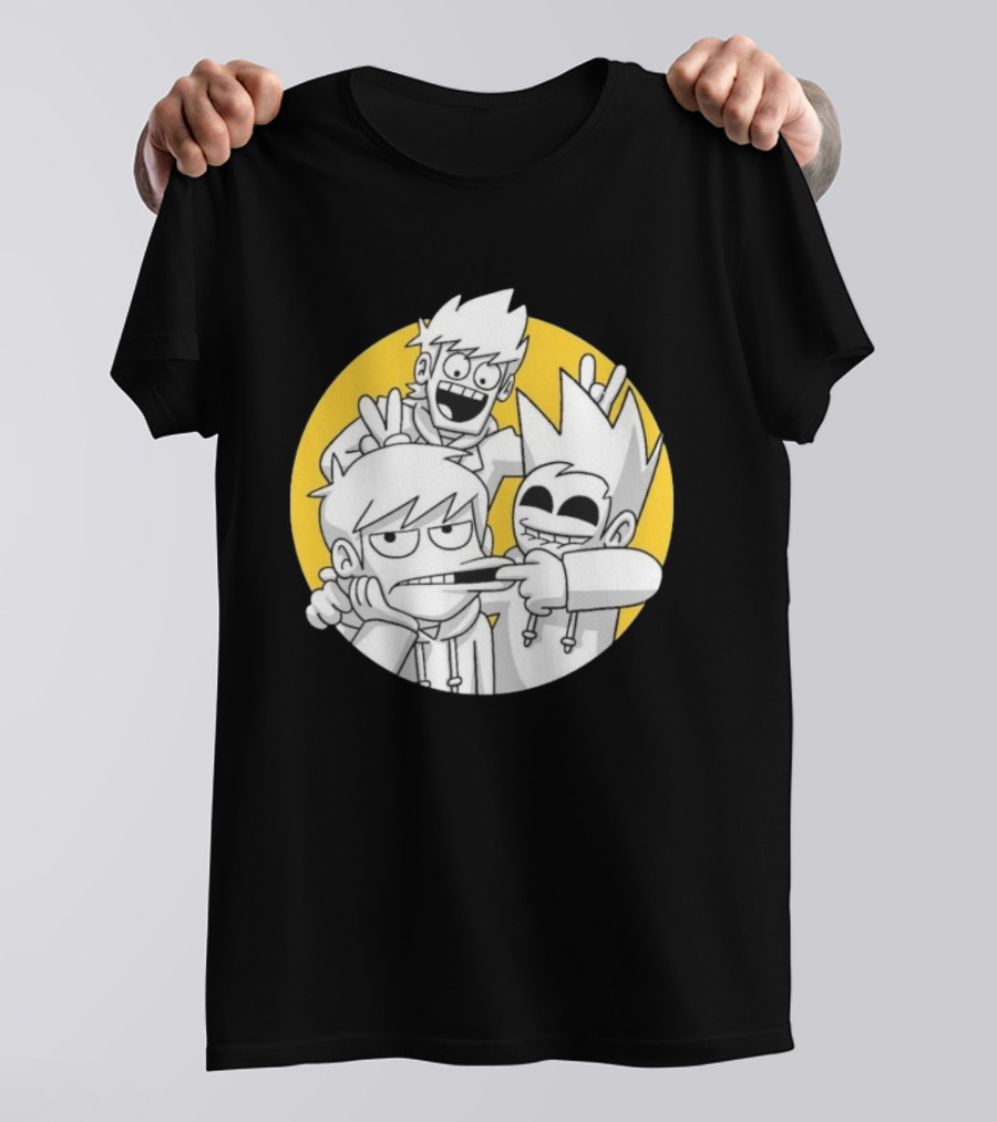 Eddsworld Edd Gang Character Group Yellow Circle Background T-Shirt
