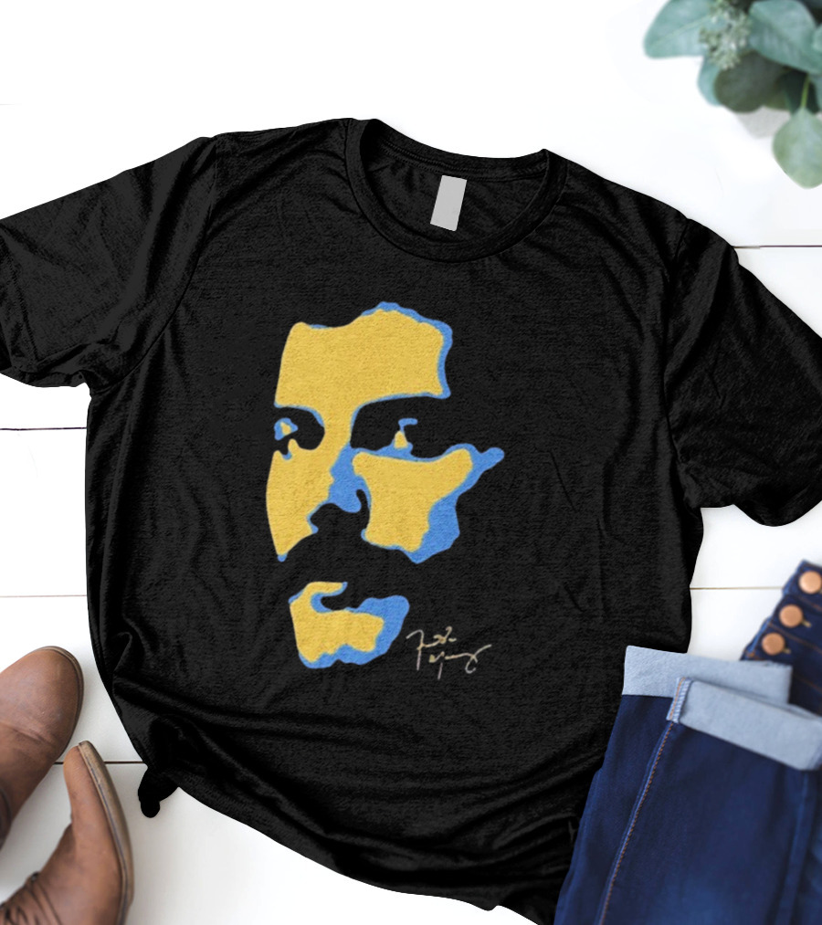 Freddie Mercury Signature Yellow Blue Face Design T-Shirt