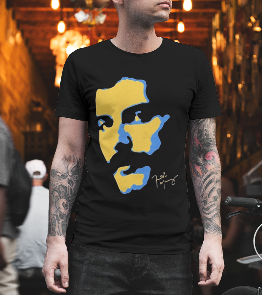 Freddie Mercury Signature Yellow Blue Face Design T-Shirt