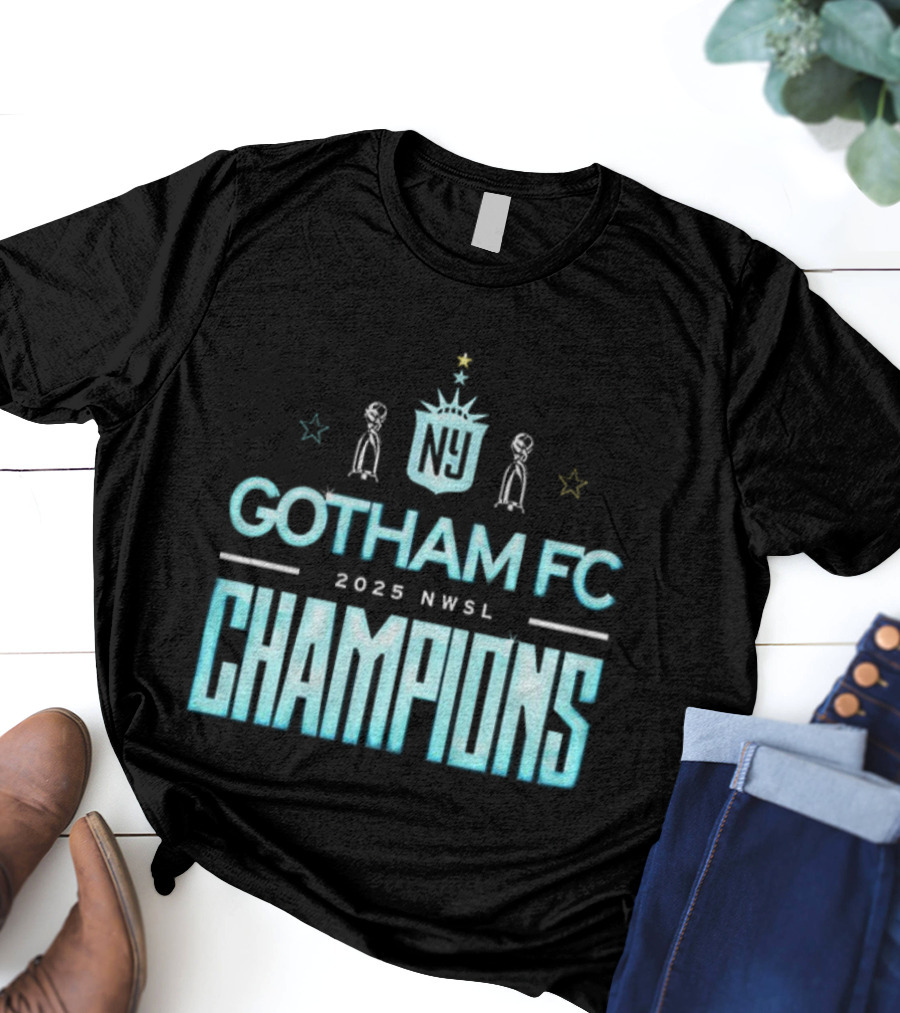 Gotham FC 2025 NWSL Champions Victory Trophy Celebration T-Shirt