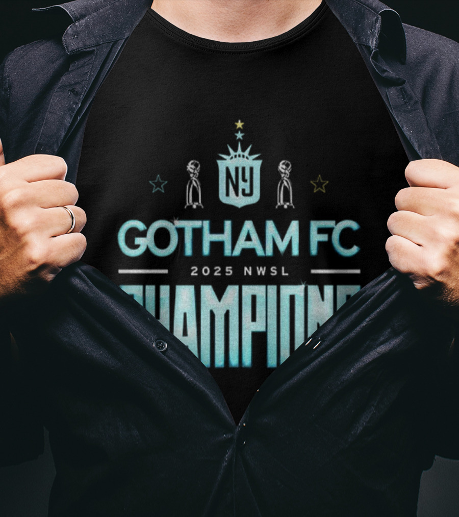 Gotham FC 2025 NWSL Champions Victory Trophy Celebration T-Shirt