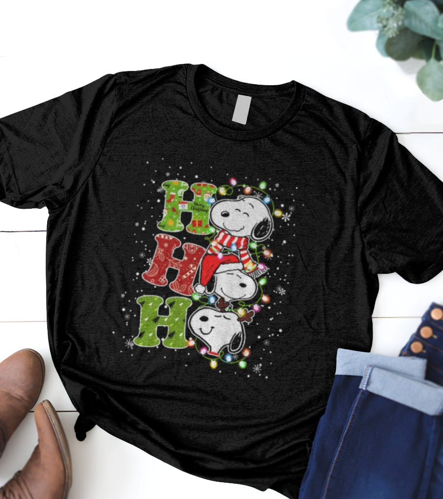 Ho Ho Ho Snoopy Winter Merry Christmas Lights T-Shirt