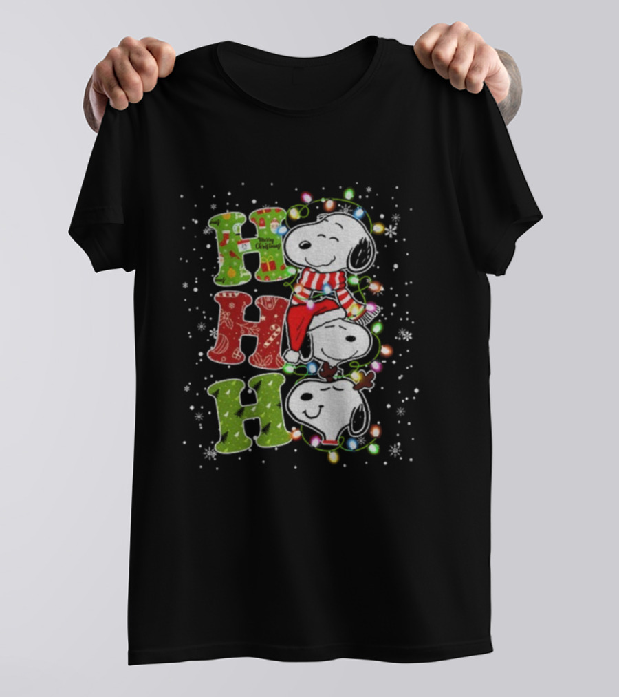 Ho Ho Ho Snoopy Winter Merry Christmas Lights T-Shirt