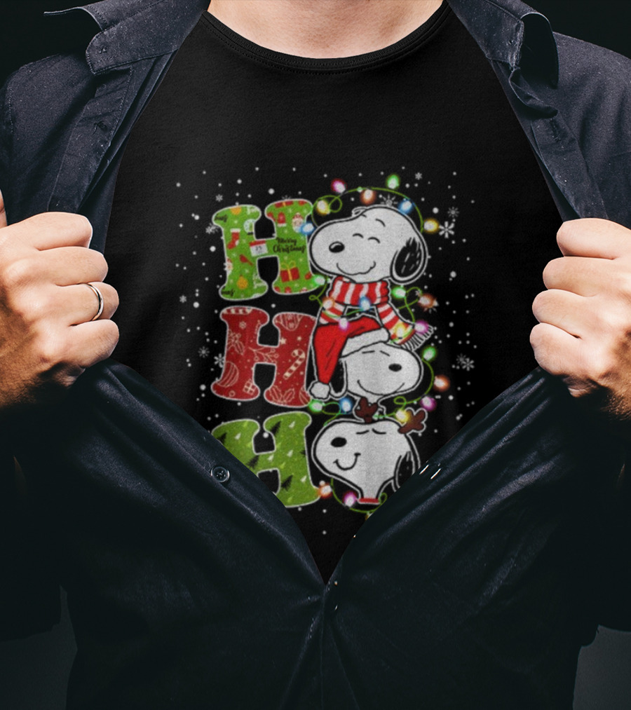 Ho Ho Ho Snoopy Winter Merry Christmas Lights T-Shirt