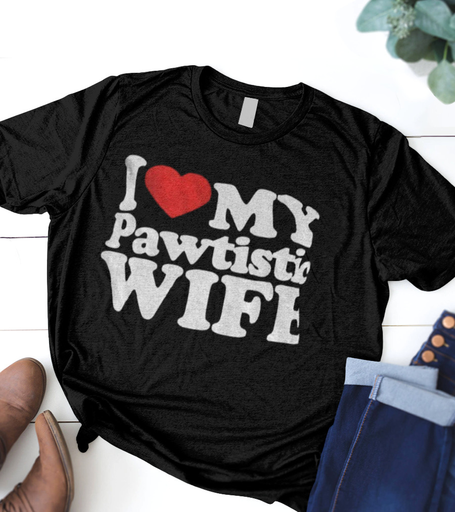 I Love My Pawtistic Wife Autism Awareness Tribute T-Shirt