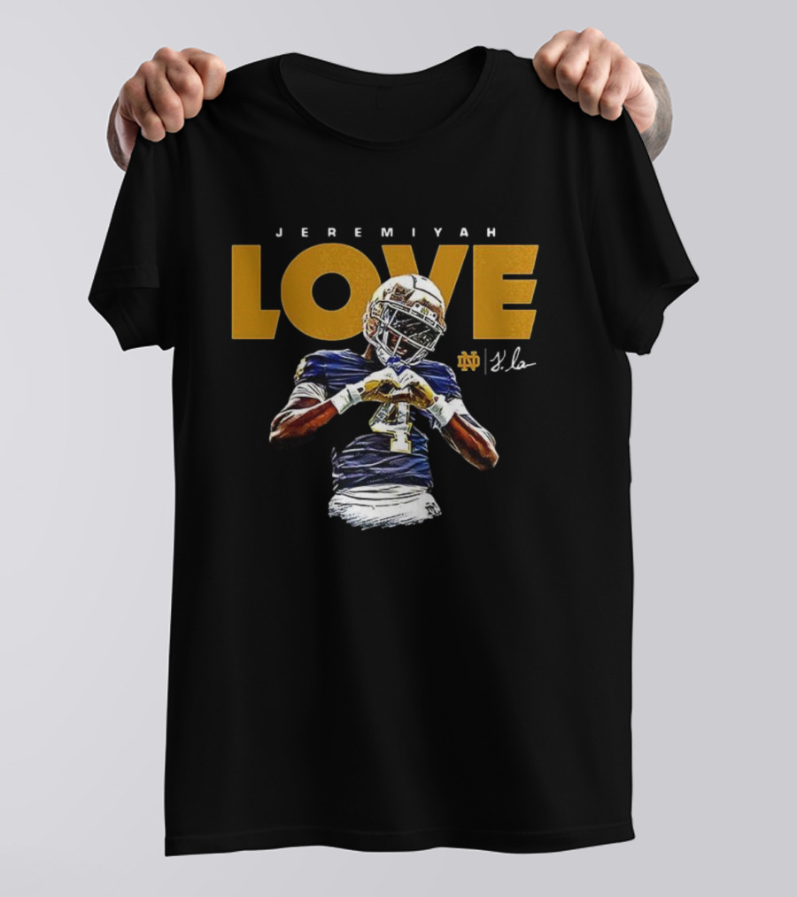 Jeremiyah Love Notre Dame Fighting Irish Football Signature T-Shirt
