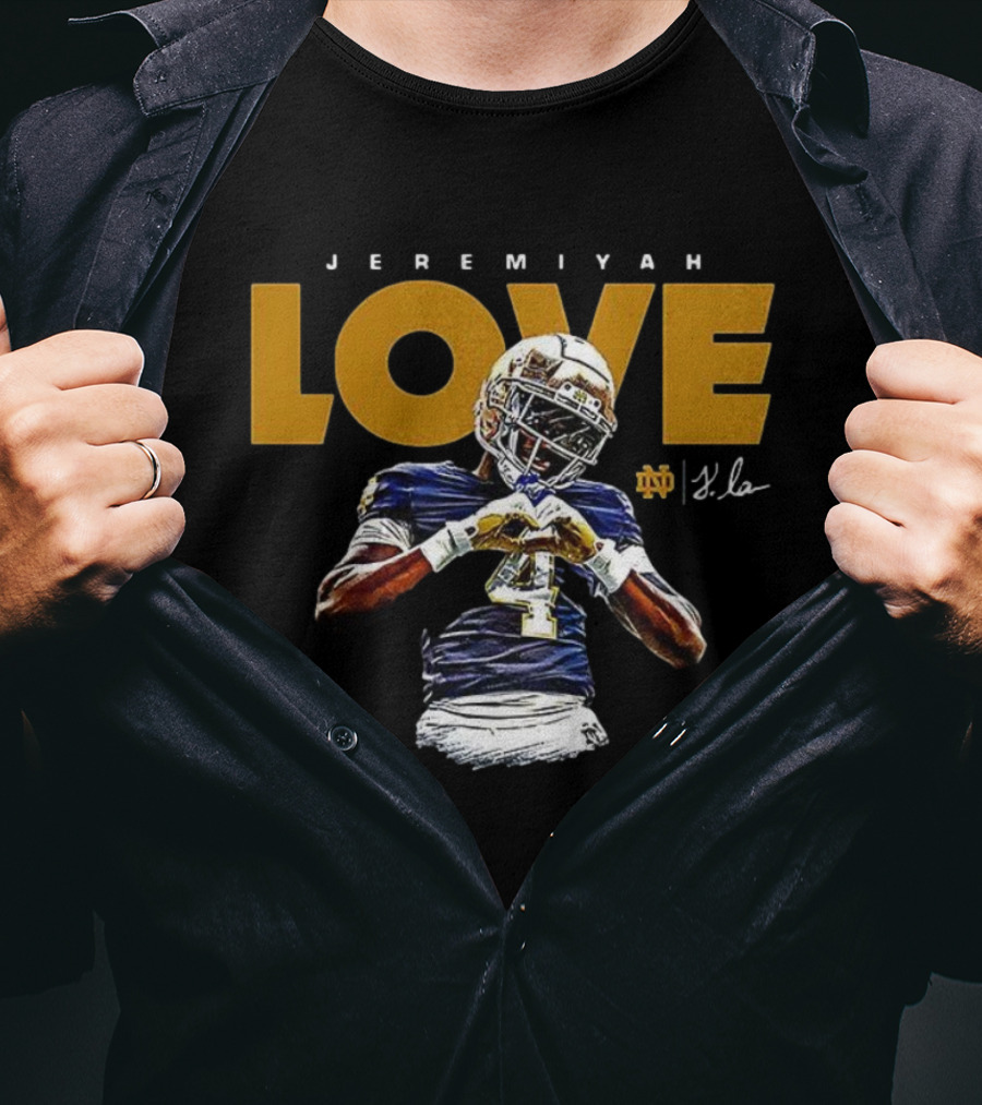 Jeremiyah Love Notre Dame Fighting Irish Football Signature T-Shirt