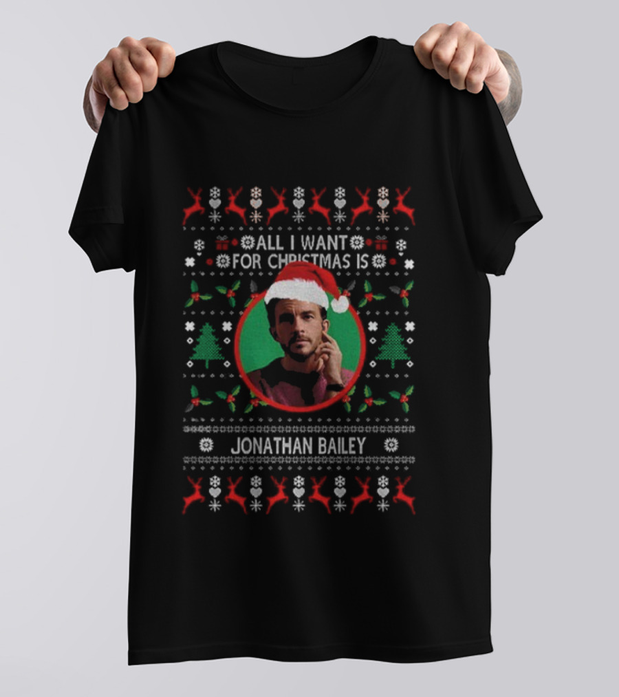 All I Want For Christmas Is Jonathan Bailey Santa Hat Merry Christmas T-Shirt