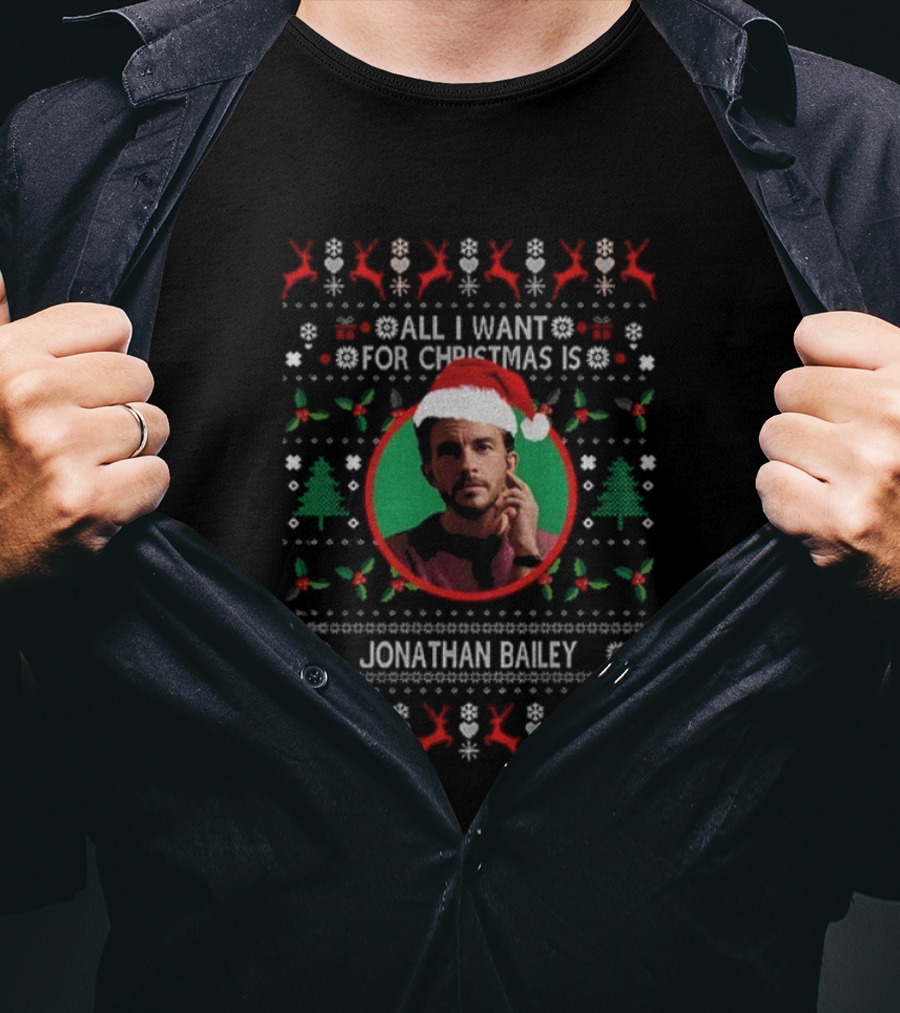 All I Want For Christmas Is Jonathan Bailey Santa Hat Merry Christmas T-Shirt