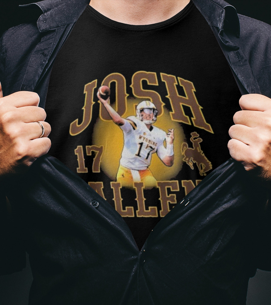 Josh Allen 17 Wyoming Cowboys Football Player Brown And Gold T-Shirt