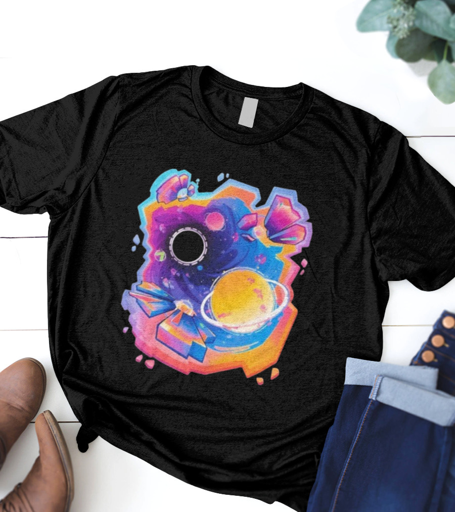 MindCap ORBIT Cosmic Planetary Vortex With Neon Crystals T-Shirt