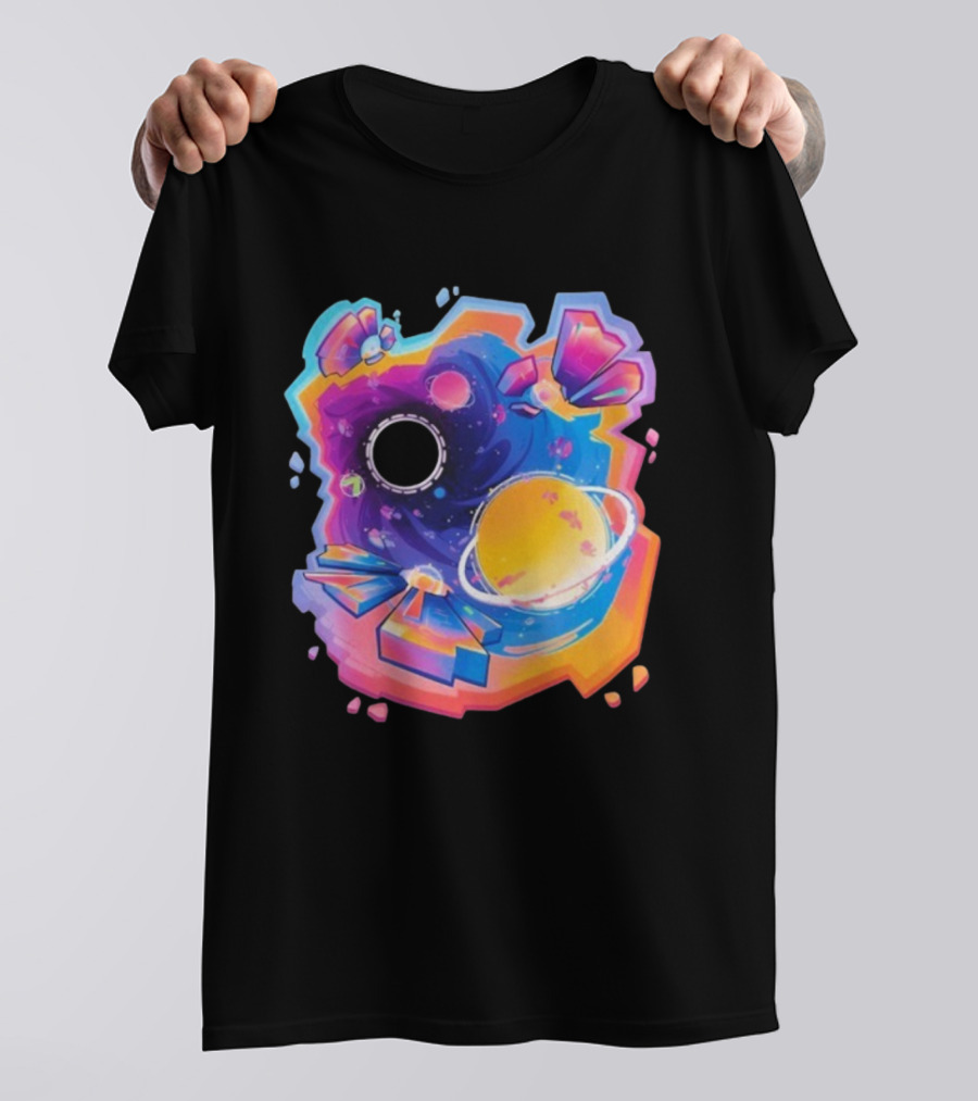 MindCap ORBIT Cosmic Planetary Vortex With Neon Crystals T-Shirt