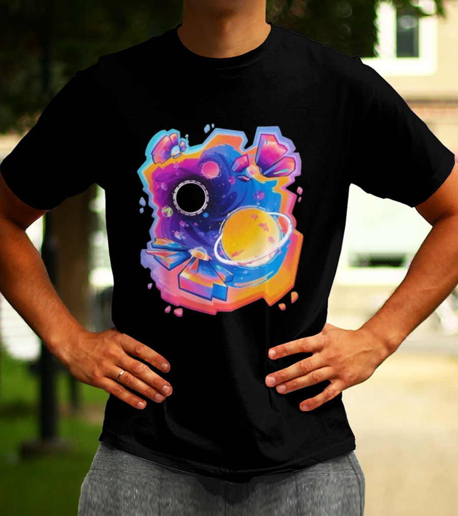 MindCap ORBIT Cosmic Planetary Vortex With Neon Crystals T-Shirt