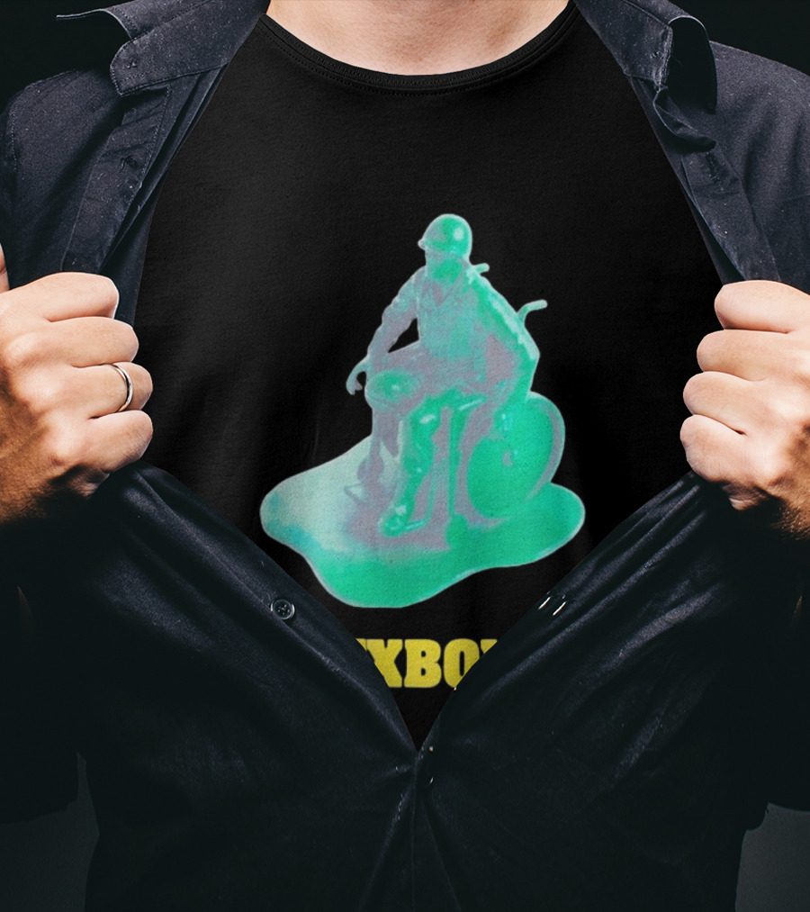 OTXBOYZ Toy Soldier In Wheelchair Vibrant Green Military Imagery T-Shirt