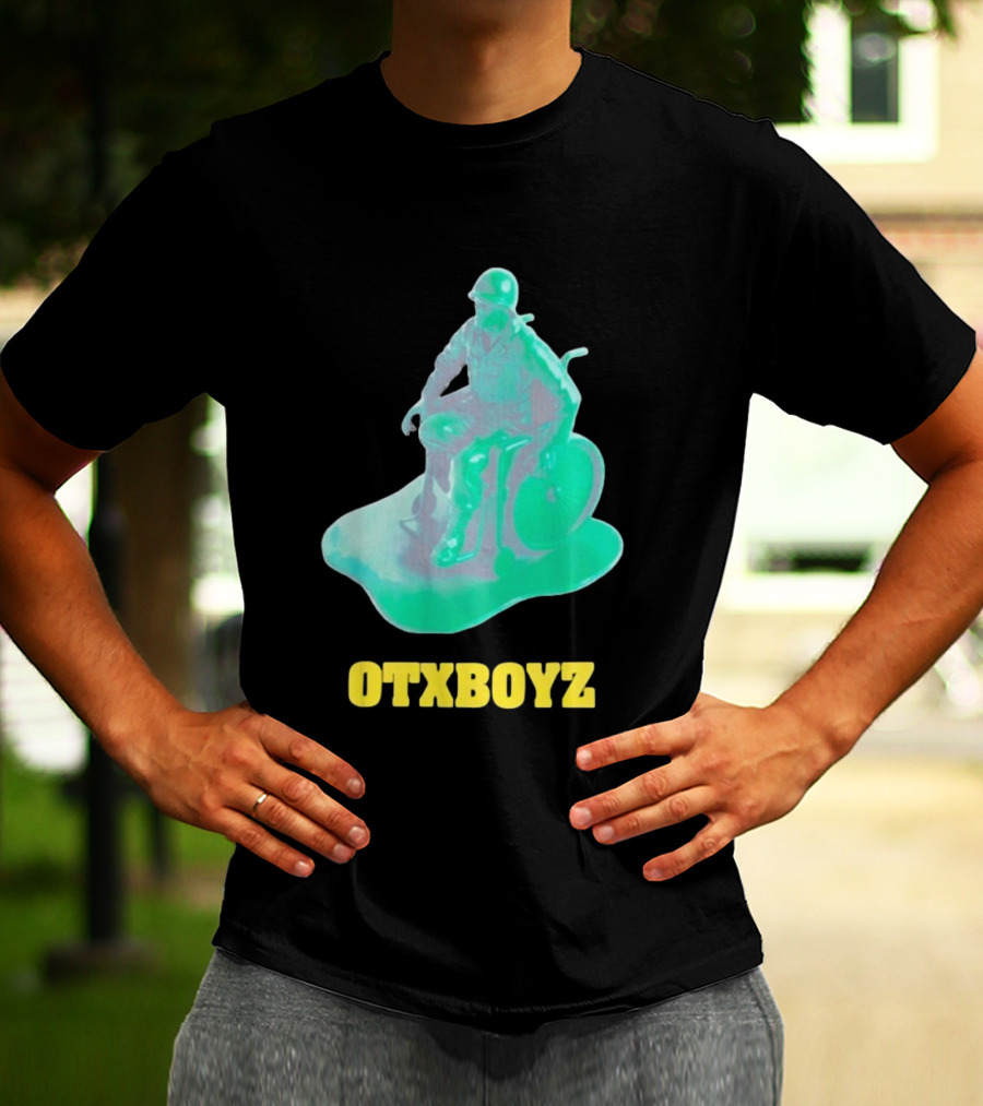 OTXBOYZ Toy Soldier In Wheelchair Vibrant Green Military Imagery T-Shirt