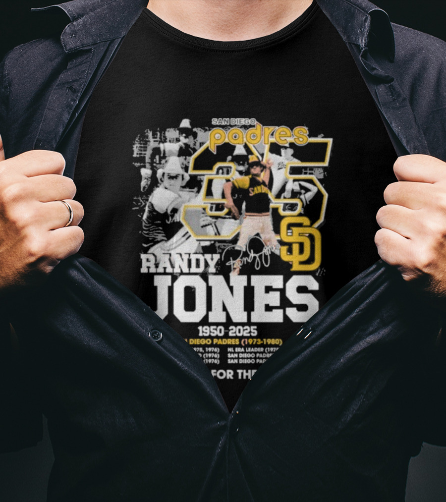 Randy Jones San Diego Padres 35 1950-2025 Thank You For The Memories T-Shirt