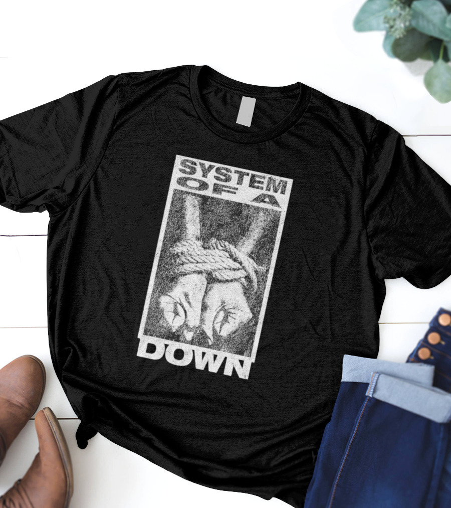 System Of A Down Bound Ensnared Hands Textured Graphic T-Shirt
