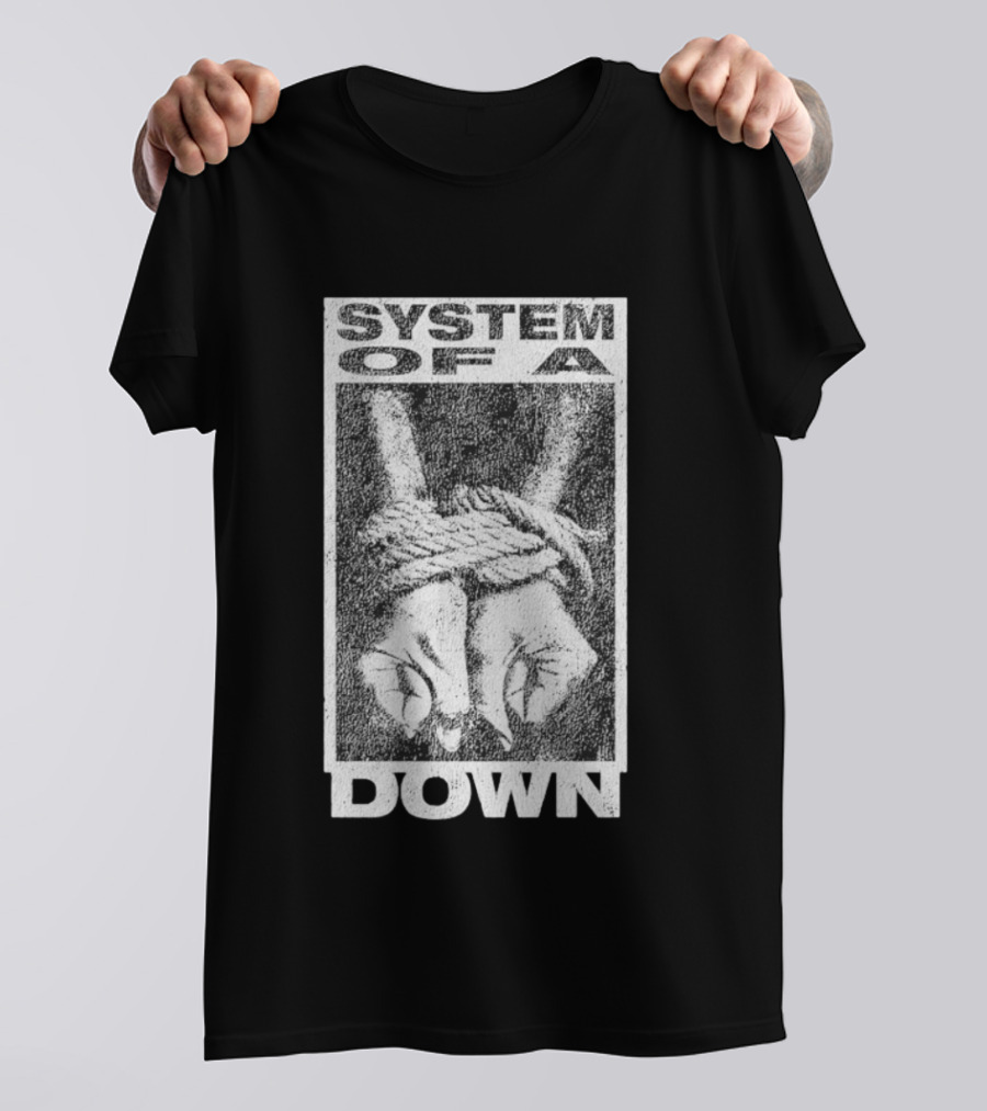System Of A Down Bound Ensnared Hands Textured Graphic T-Shirt