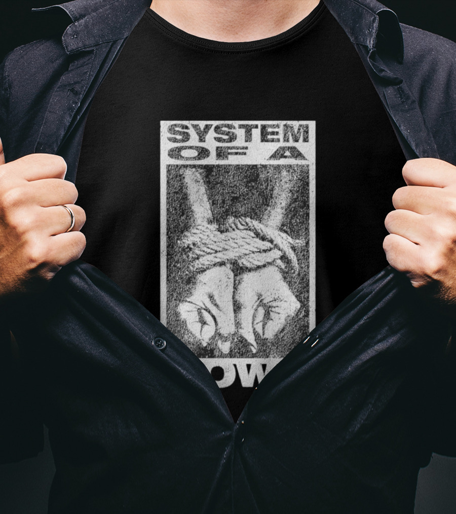 System Of A Down Bound Ensnared Hands Textured Graphic T-Shirt