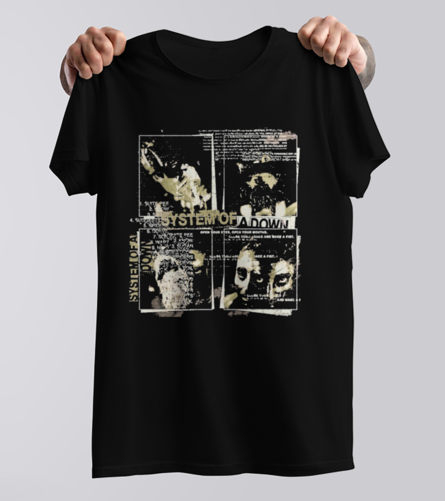 System Of A Down Self-Titled Painted Faces Vintage Style Graphic T-Shirt