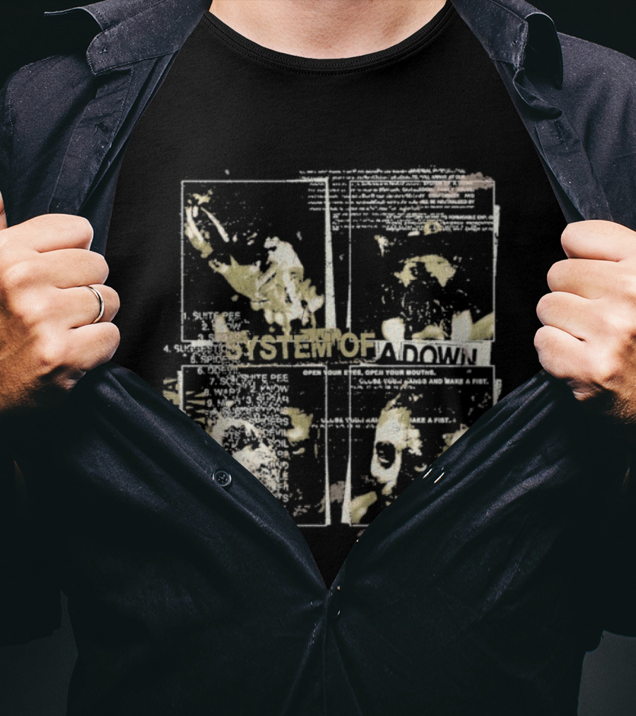 System Of A Down Self-Titled Painted Faces Vintage Style Graphic T-Shirt
