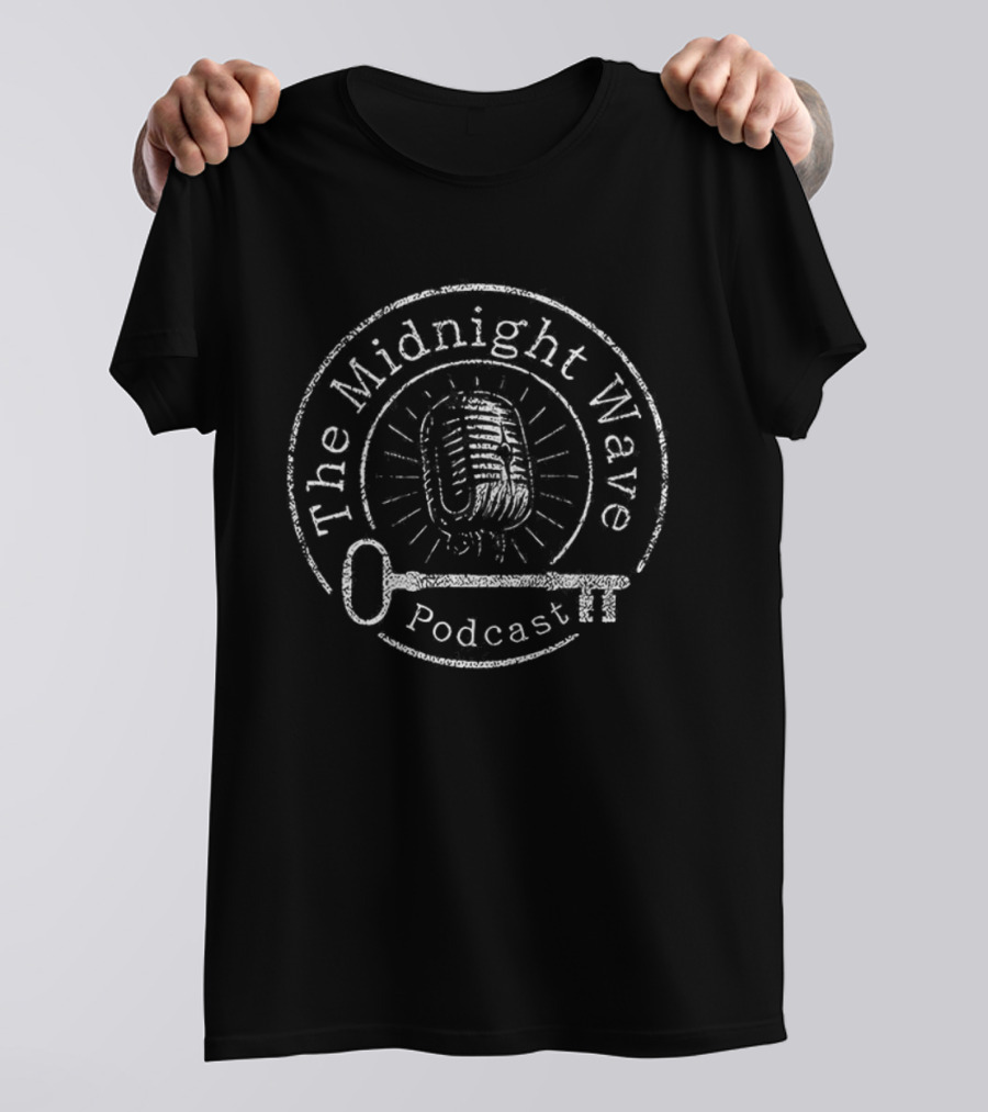 The Midnight Wave Podcast Vintage Microphone Emblem With Key T-Shirt