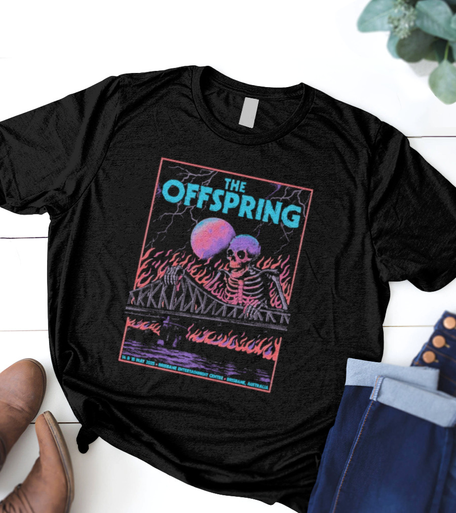 The Offspring Brisbane Australia May 14 15 2025 Skeleton Bridge Lightning Moon T-Shirt