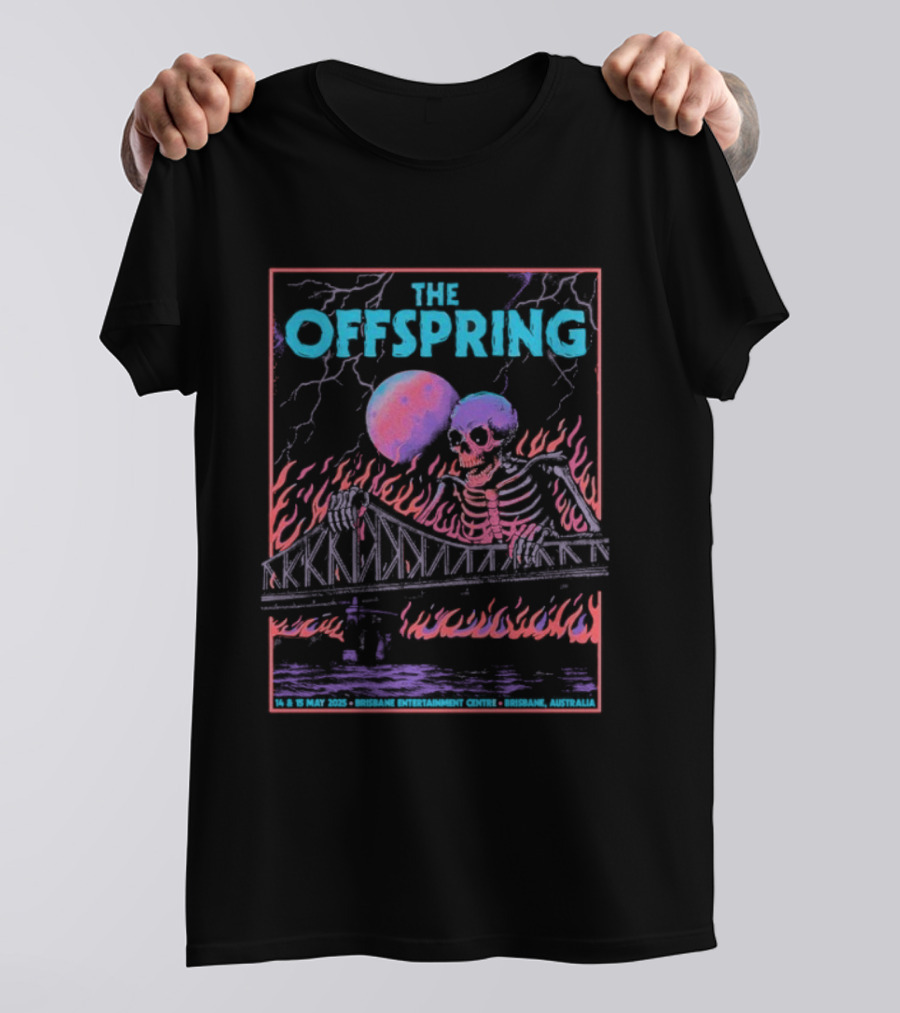 The Offspring Brisbane Australia May 14 15 2025 Skeleton Bridge Lightning Moon T-Shirt