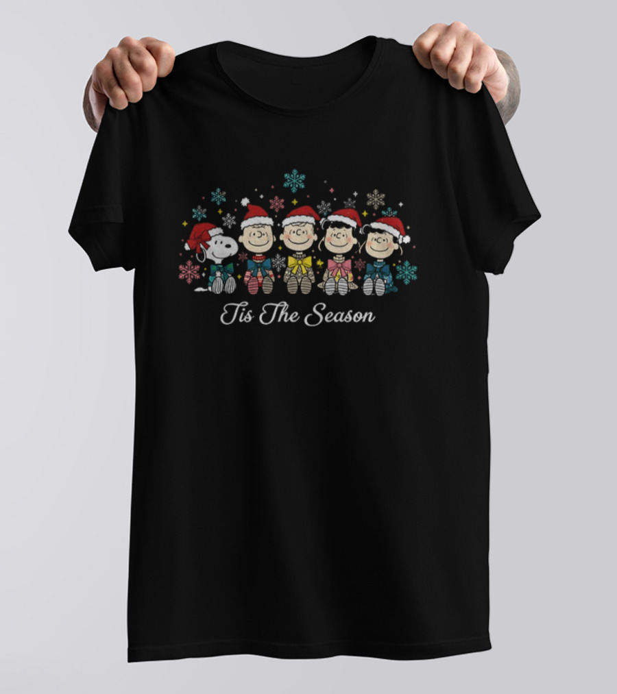 Tis The Season Snoopy Santa Hats Christmas Peanuts Characters T-Shirt
