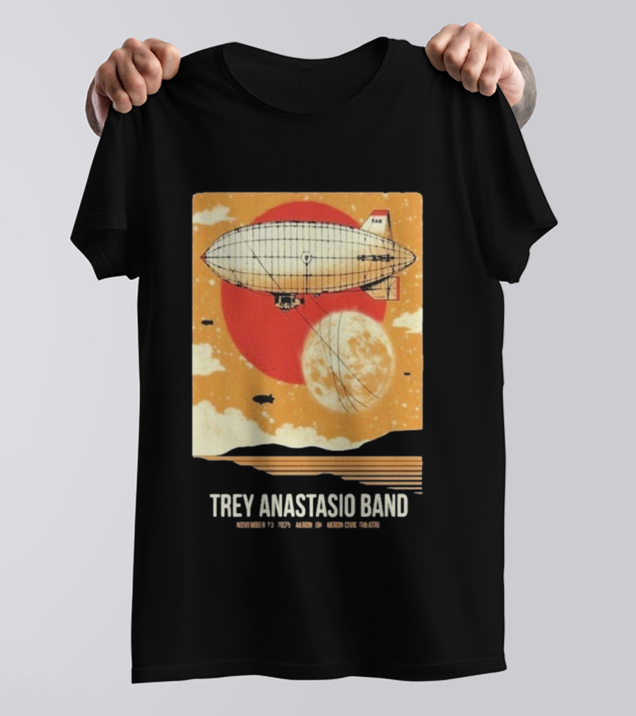 Trey Anastasio Band Akron Civic Theatre Nov 23 2025 Vintage Blimp And Moon Design T-Shirt
