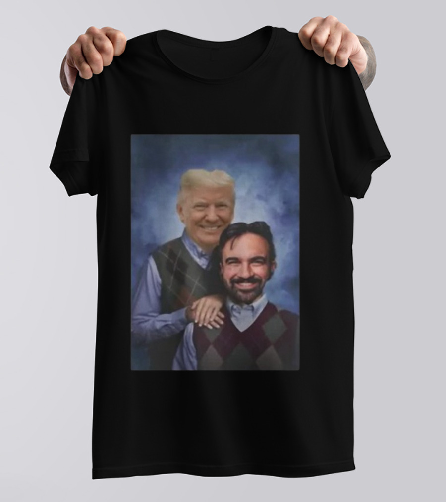 Trump And Mamdani Step Brothers Argyle Sweater Portrait T-Shirt